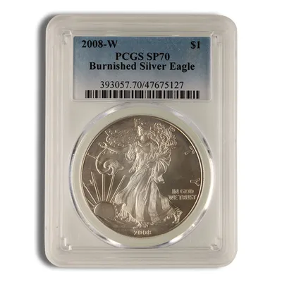 2008-W Burnished Silver Eagle PCGS SP70 — Silver bullion from Standard Bullion