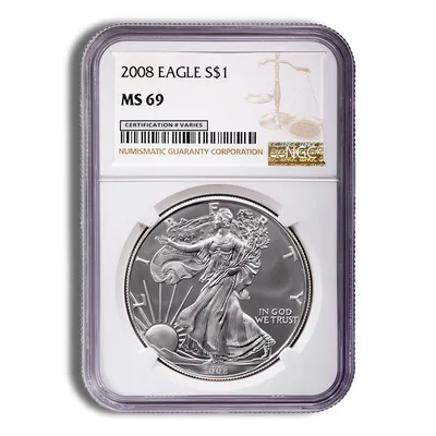 2008 Silver Eagle NGC MS69 — Silver bullion from Standard Bullion