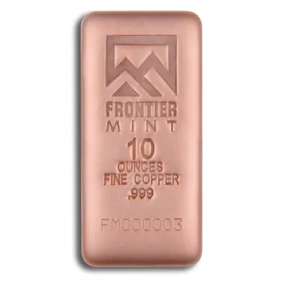 10 oz Copper Bar - Frontier Mint — Gold bullion from Standard Bullion