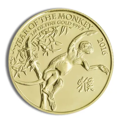 2016 1/4 oz Great Britain Lunar Gold Coin - Monkey — Gold bullion from Standard Bullion