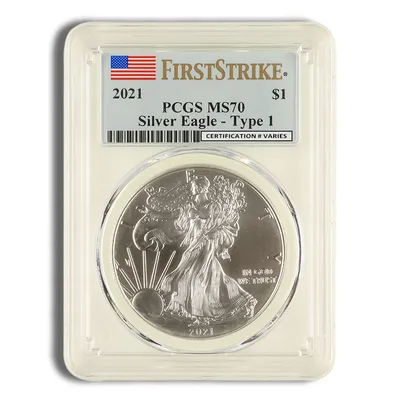 2021 Silver Eagle PCGS MS70 First Strike (Type 1) — Silver bullion from Standard Bullion