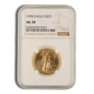 1998 1/2 oz Gold Eagle $25 NGC MS70 — Gold bullion from Standard Bullion