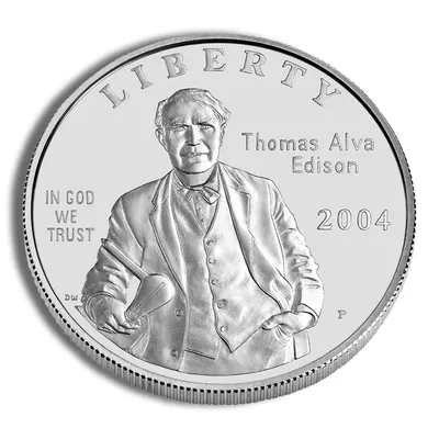 2004-P <body> Thomas A. Edison Silver Commem - BU — Silver bullion from Standard Bullion