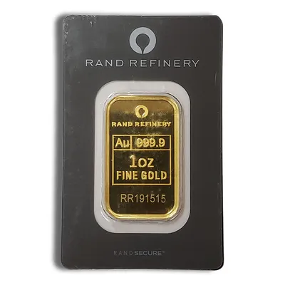 1 oz Gold Bar - Rand Refinery (Carded) — Gold bullion from Standard Bullion