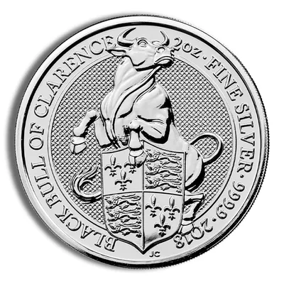 2018 2 oz Silver Great Britain Queen's Beasts - Bull — Silver bullion from Standard Bullion