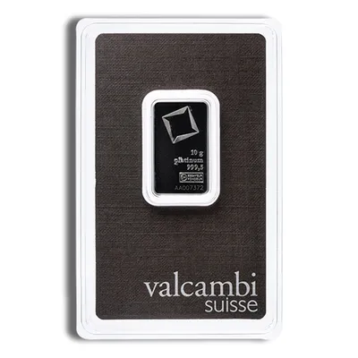 10 gram Platinum Bar - Valcambi (Carded) — Platinum bullion from Standard Bullion