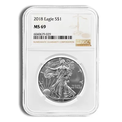 2018 Silver Eagle NGC MS69 — Silver bullion from Standard Bullion