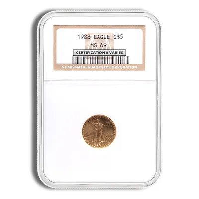 1988 1/10 oz Gold Eagle $5 NGC MS69 — Gold bullion from Standard Bullion