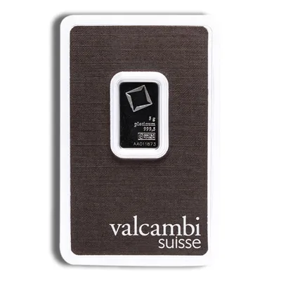 5 gram Platinum Bar - Valcambi (Carded) — Platinum bullion from Standard Bullion