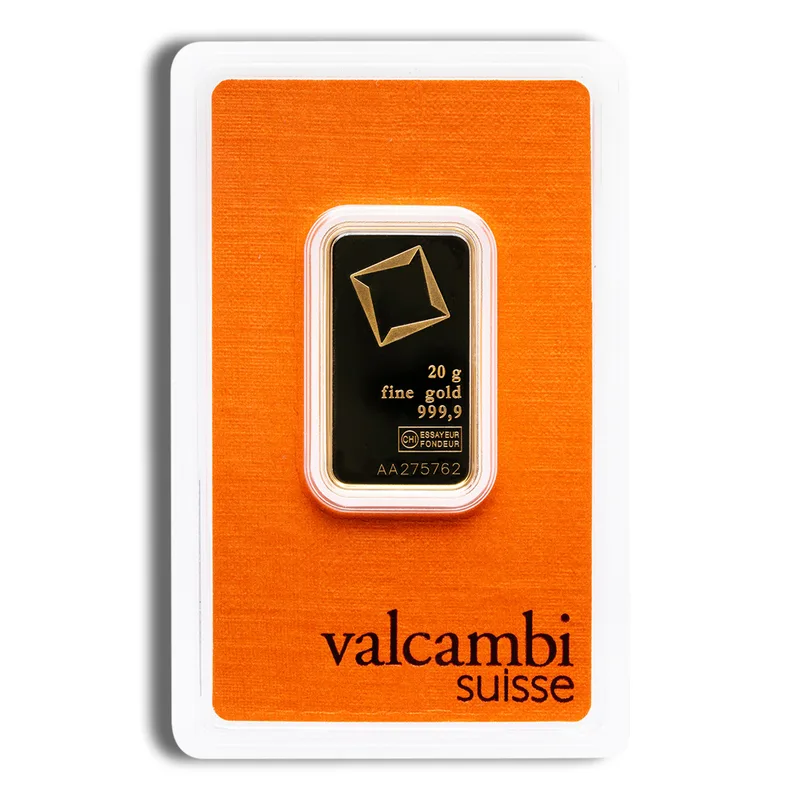 20 gram Gold Bar - Valcambi (Carded) — Gold bullion from Standard Bullion