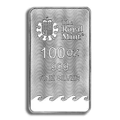 100 oz Silver Bar - Britannia — reverse view