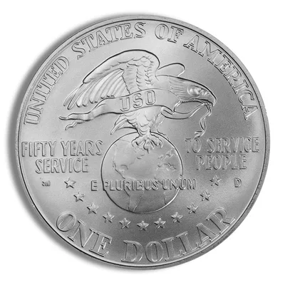 1991-D <body> USO Silver Commem - BU — reverse view