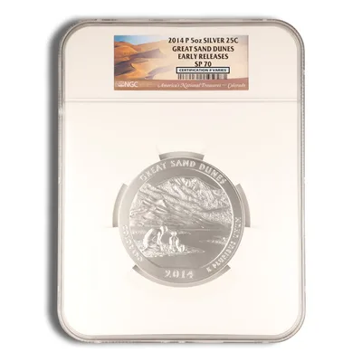 2014-P 5 oz ATB Great Sand Dunes Silver Coin NGC SP70 — reverse view
