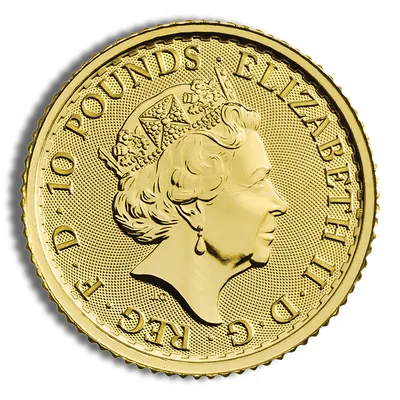 1/10 oz Gold Britannia (Year Varies) — reverse view
