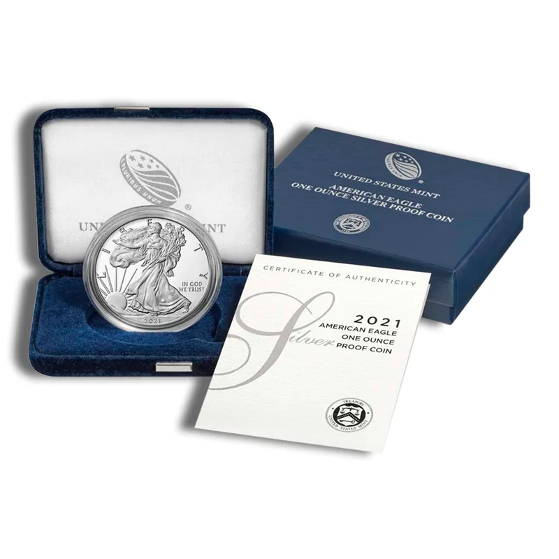 2021-W Proof Silver Eagle with Box & COA - Type 1 — Silver bullion from Standard Bullion