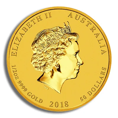 2018 1/2 oz Australia Gold Lunar Dog BU - Series II — reverse view