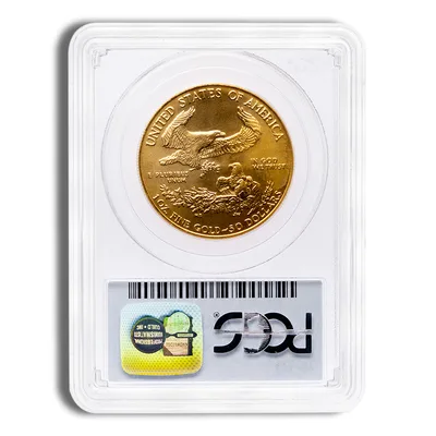 1986 1 oz Gold Eagle $50 PCGS MS69 — reverse view