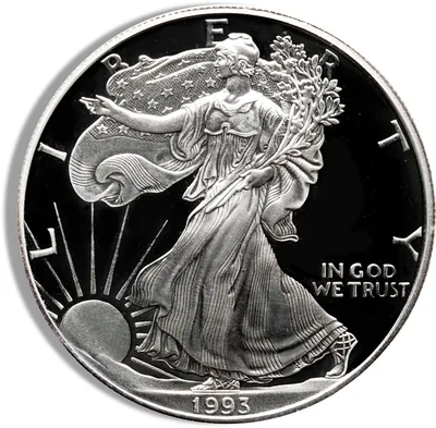 1993-P Proof Silver Eagle with Box & COA — reverse view
