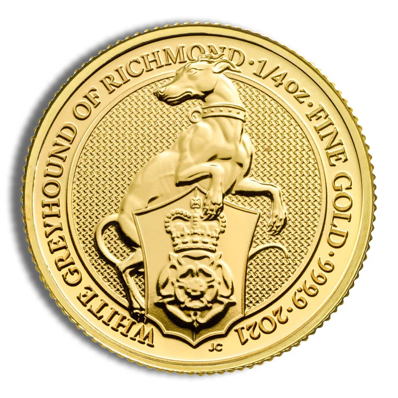 2021 1/4 oz Great Britain Queen's Beast Gold Coin - Greyhound — Gold bullion from Standard Bullion