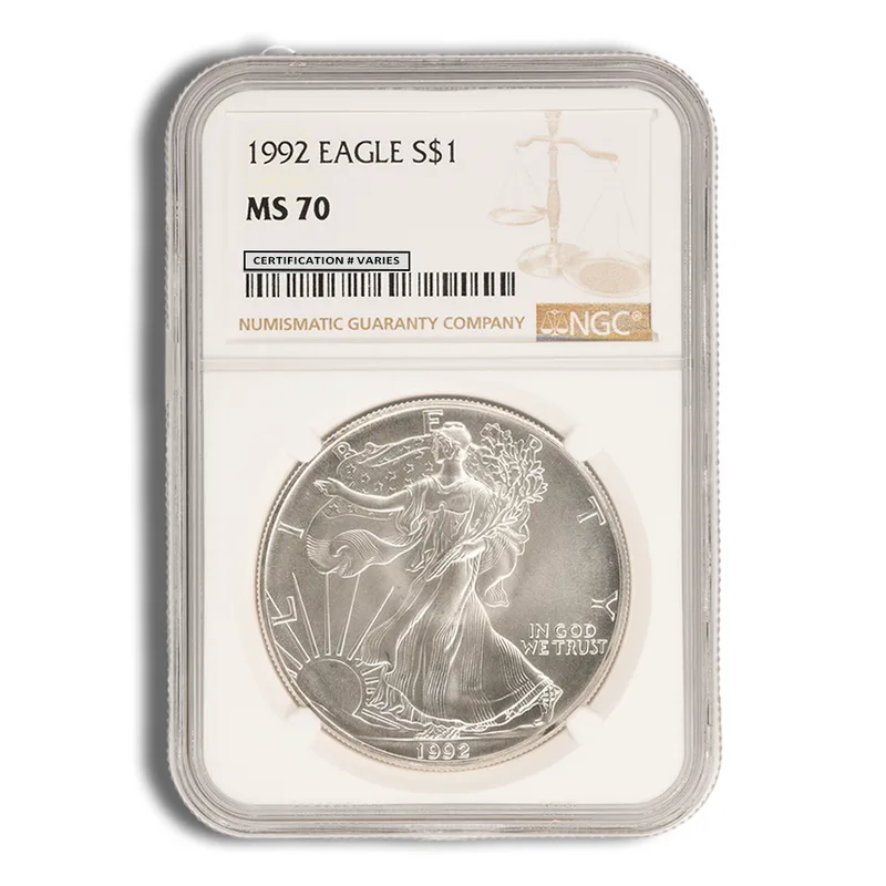 1992 Silver Eagle NGC MS70 — Silver bullion from Standard Bullion