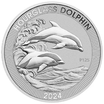 2024 1.5 oz Australian Hourglass Dolphin Silver Coin — reverse view