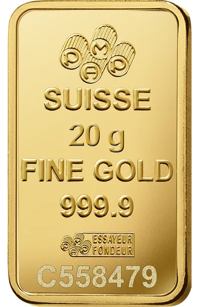 20 gram Gold Bar - PAMP Fortuna (Carded) — detail view