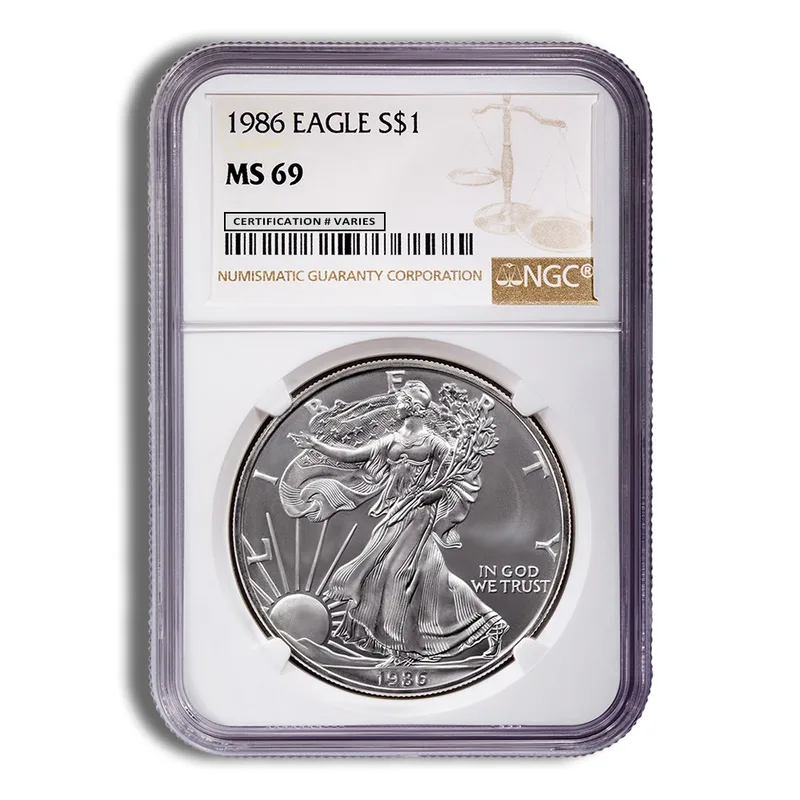 1986 Silver Eagle NGC MS69 — Silver bullion from Standard Bullion