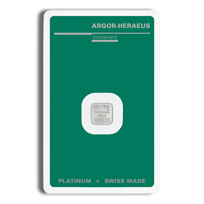 1 gram Platinum Bar - Argor-Heraeus (Carded) — Platinum bullion from Standard Bullion