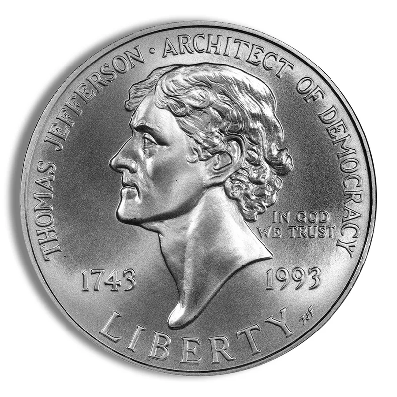 1993-P <body> Jefferson Silver Commem - BU — Silver bullion from Standard Bullion