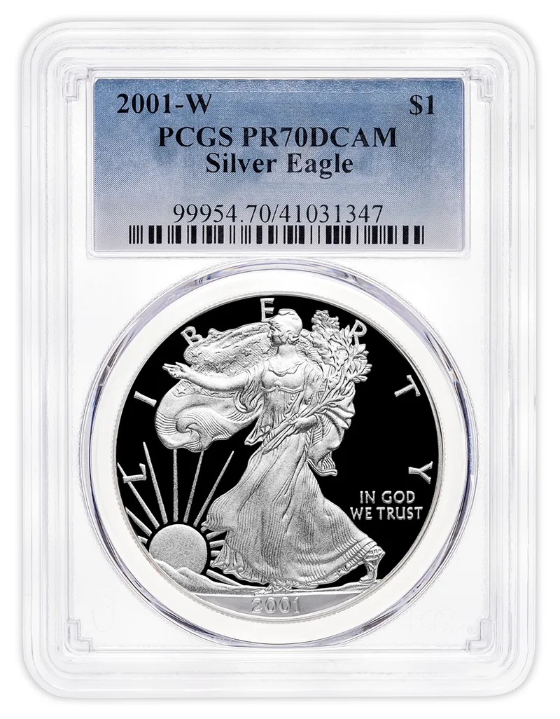 2001-W Proof Silver Eagle PCGS PR70 — Silver bullion from Standard Bullion