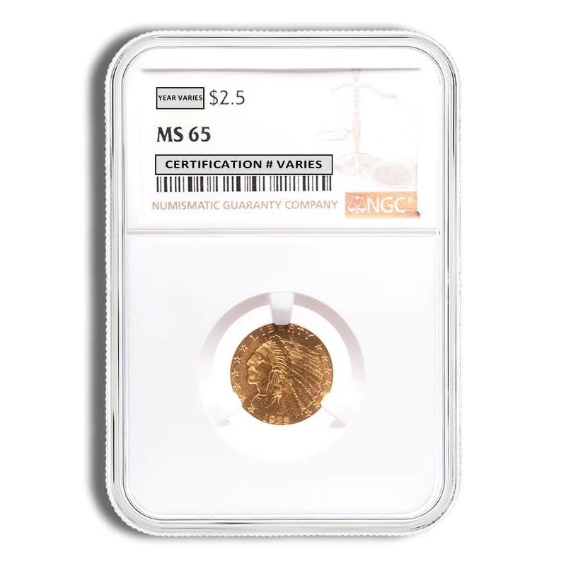 $2.5 Gold Indian Quarter Eagle - NGC MS65 — Gold bullion from Standard Bullion