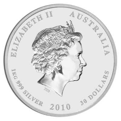 2010 Kilo Australia Silver Lunar Tiger BU - Series II — reverse view