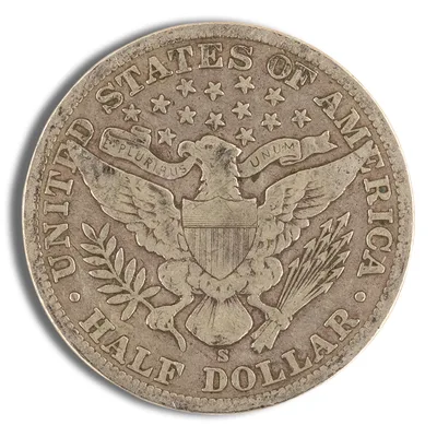 <body> FV 90% Silver Barber Half Dollars - VF — reverse view