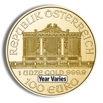 1 oz Austrian Philharmonic Gold Coin (Year Varies) — reverse view