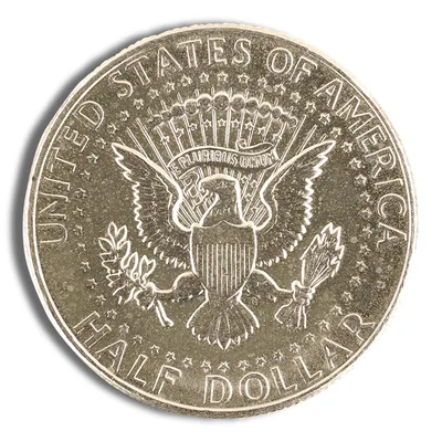 <body> FV 90% Silver 1964 Kennedy Half Dollar Proof — reverse view