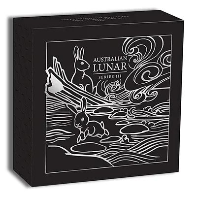 2023 2 oz Australia Silver Lunar Rabbit BU - Series III - Antiqued — detail view