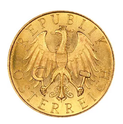 Austria 25 Schilling Gold Coin — reverse view