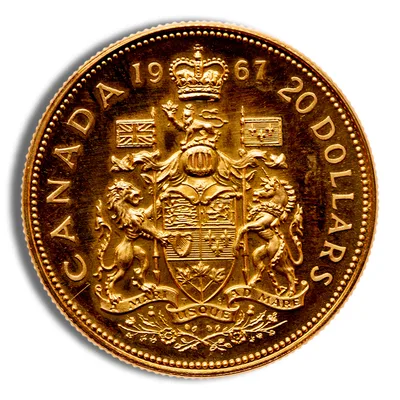 1967 Canada $20 Confederation Gold Coin — reverse view