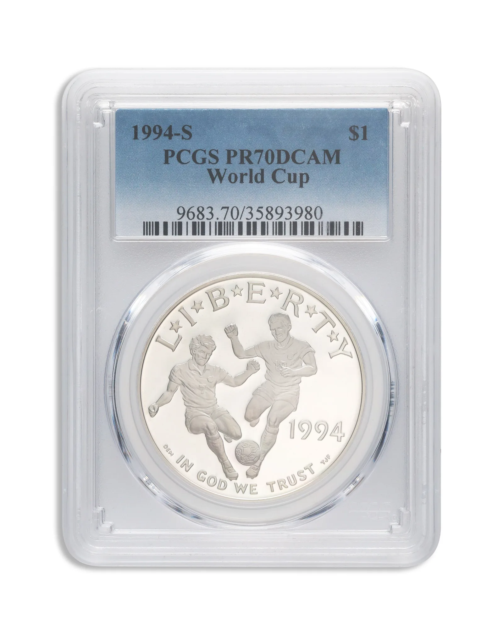 1994-S <body> World Cup Silver Commem - PCGS PF70 — Silver bullion from Standard Bullion