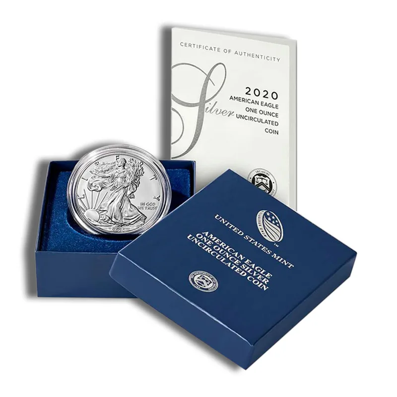 2020-W Burnished Silver Eagle with Box & COA — Silver bullion from Standard Bullion