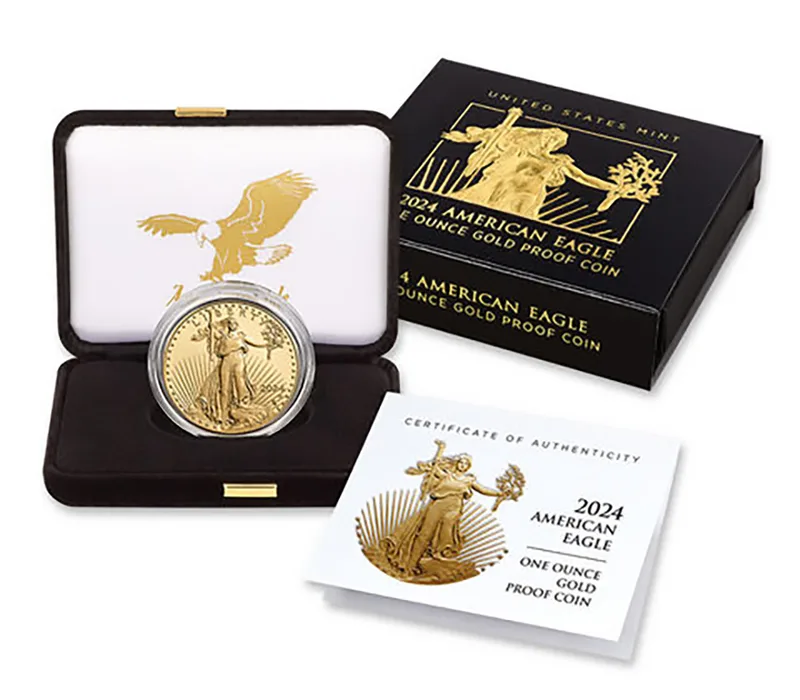 2024-W 1 oz Proof Gold Eagle $50 - Box & COA — Gold bullion from Standard Bullion
