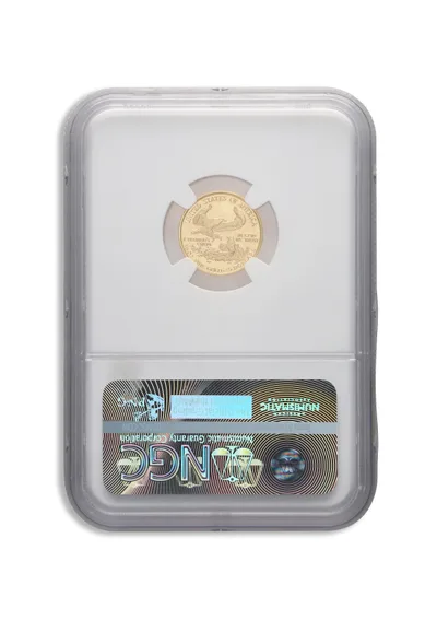 1991 1/10 oz Gold Eagle $5 NGC MS70 — reverse view