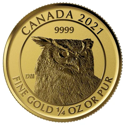 2021 1/4 oz Canadian Great Horned Owl Gold Coin — reverse view