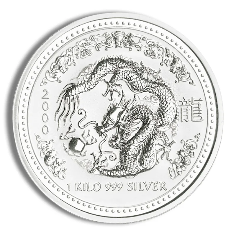 2000 Kilo Australia Silver Lunar Dragon BU - Series I — Silver bullion from Standard Bullion