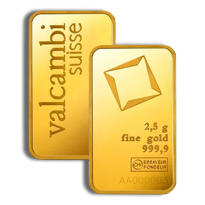 2.5 gram Gold Bar - Valcambi (Carded) — packaging view