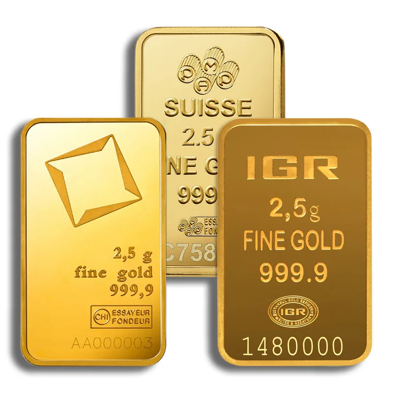 2.5 gram Gold Bar - Brand Varies (No Card) — Gold bullion from Standard Bullion
