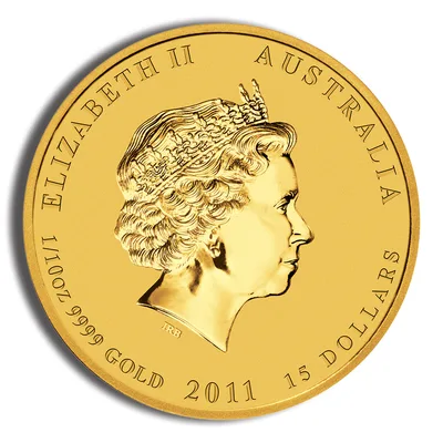 2011 1/10 oz Australia Gold Lunar Rabbit BU - Series II — reverse view