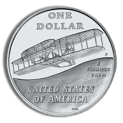 2003-P <body> First Flight Silver Commem - BU — reverse view