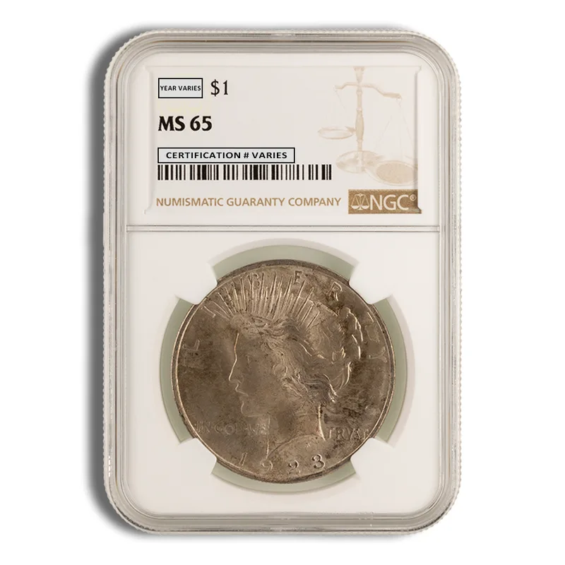 Peace Dollar - NGC MS65 (Toned) — Silver bullion from Standard Bullion