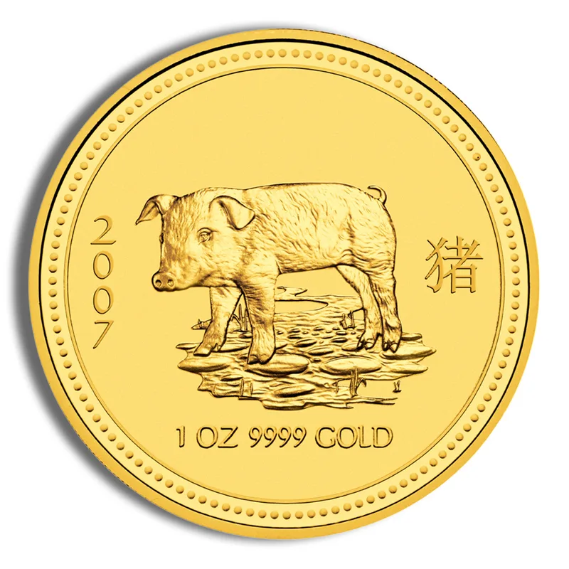 2007 1 oz Australia Gold Lunar Pig BU - Series I — Gold bullion from Standard Bullion